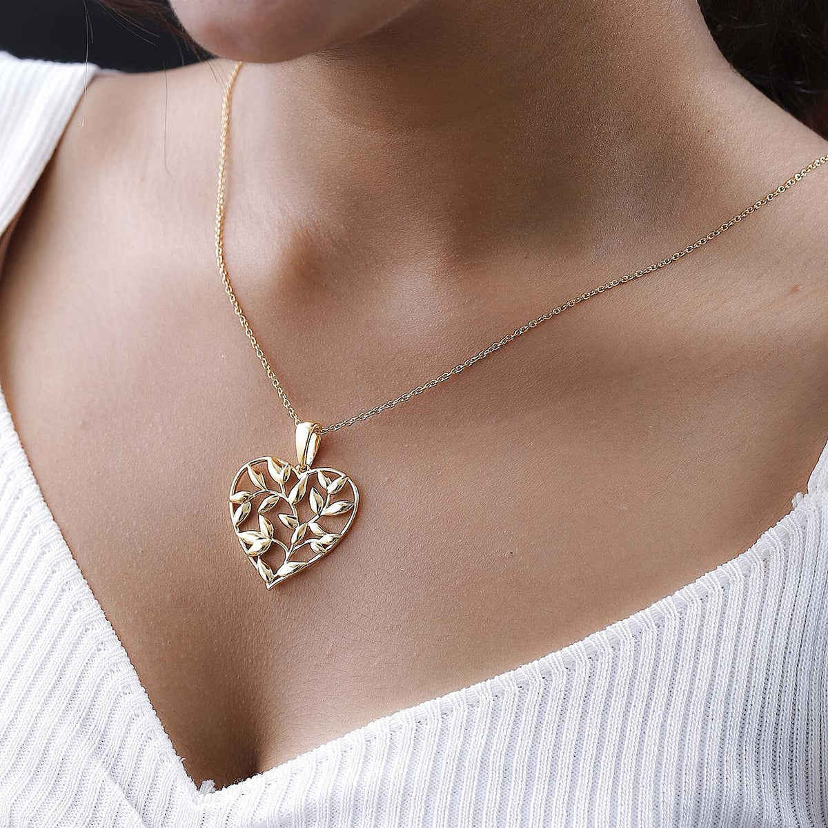 14K Rose Gold Overlay Sterling Silver Betel Leaf Pendant with Chain (Size 20), Silver Wt. 9.26 Gms V32707602 2