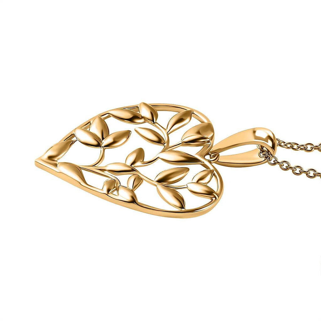 14K Rose Gold Overlay Sterling Silver Betel Leaf Pendant with Chain (Size 20), Silver Wt. 9.26 Gms