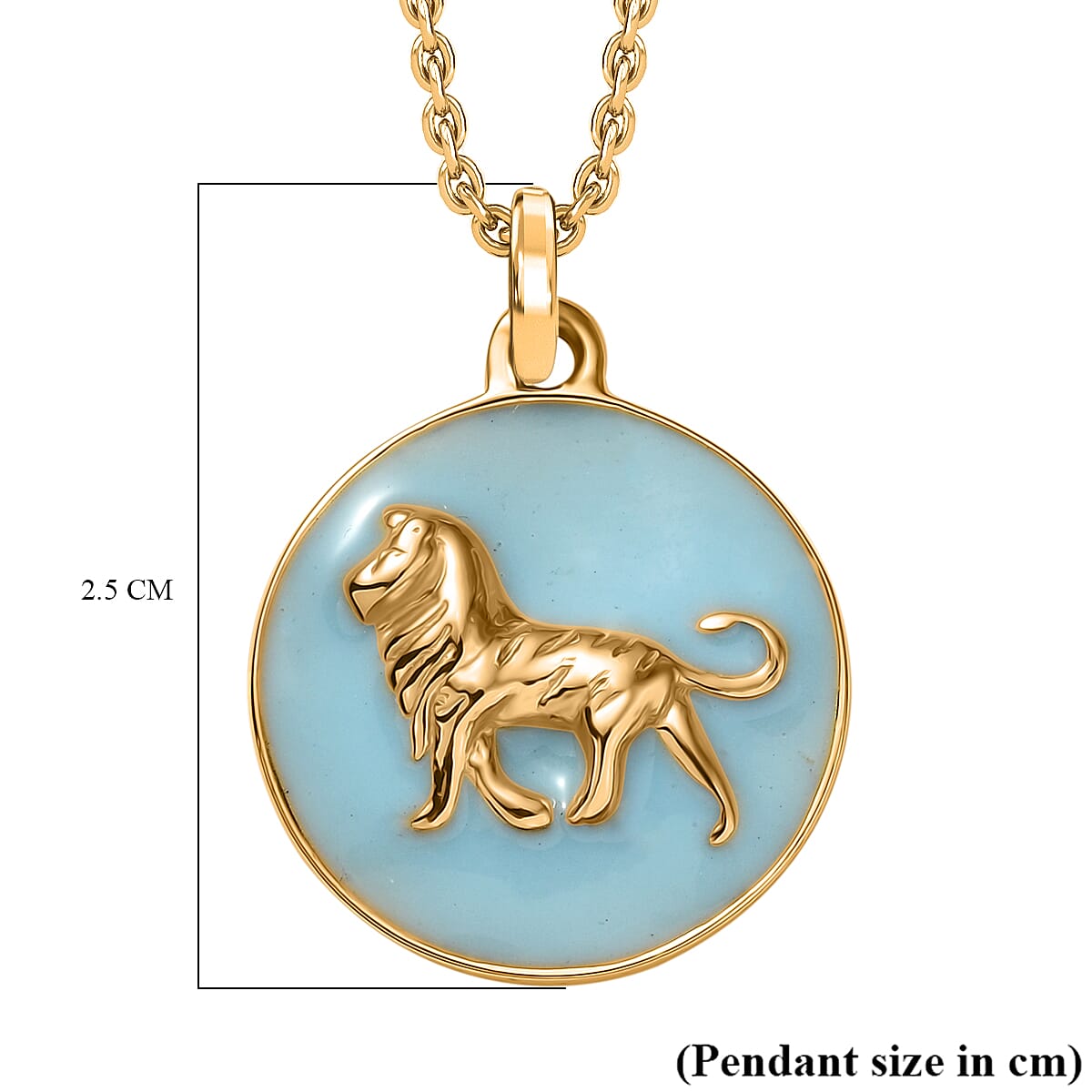 Turquoise Enamelled Lion Pendant with Chain (Size 20) in Yellow Gold Plated Sterling Silver 4388185 6