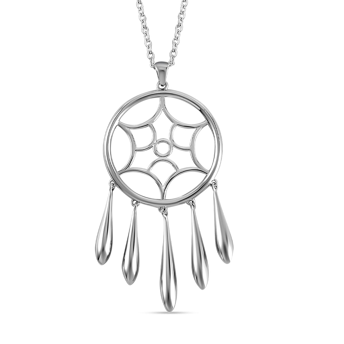 Lucy Q Dream Catcher Collection - Platinum Overlay Sterling Silver Dream Catcher Pendant with Chain (Size 20) 4232954 0