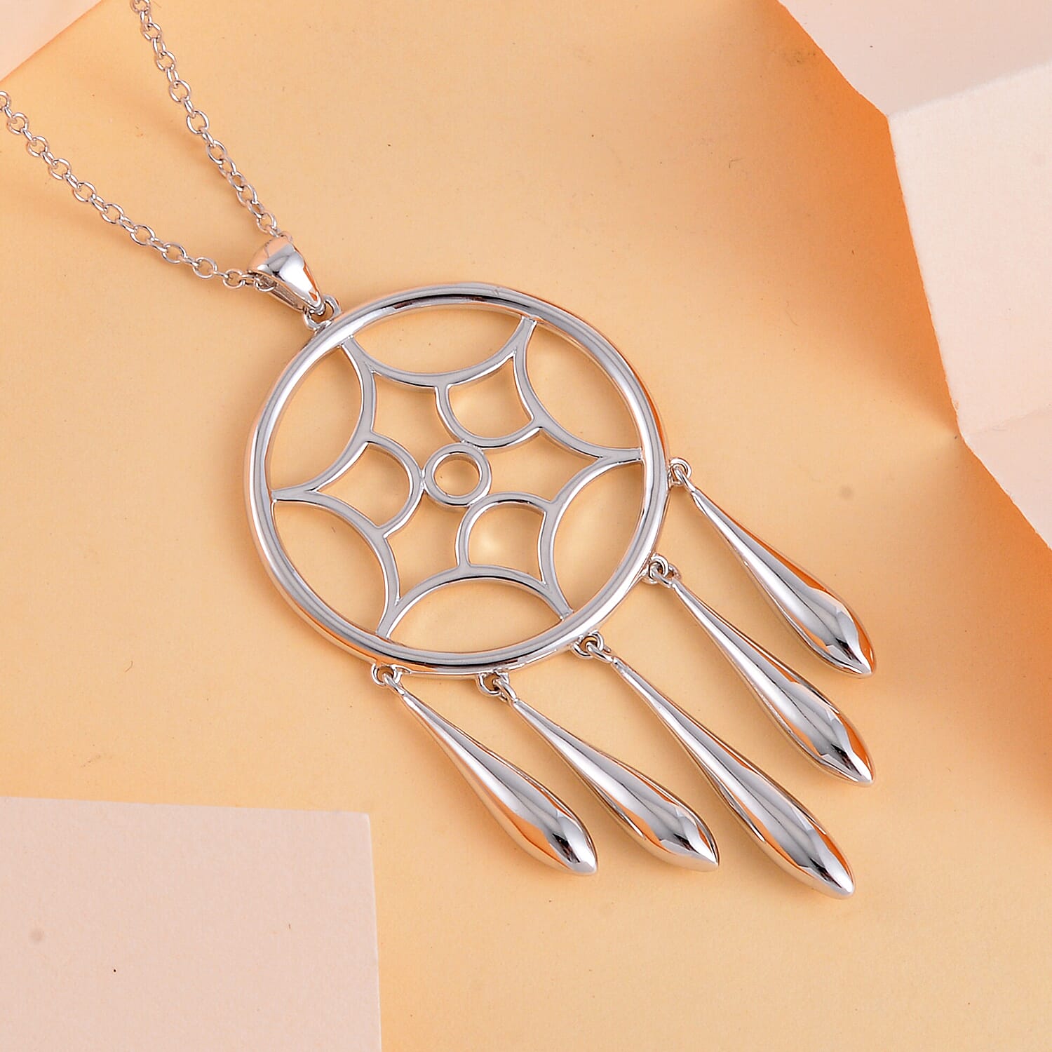 Lucy Q Dream Catcher Collection - Platinum Overlay Sterling Silver Dream Catcher Pendant with Chain (Size 20) 4232954 2