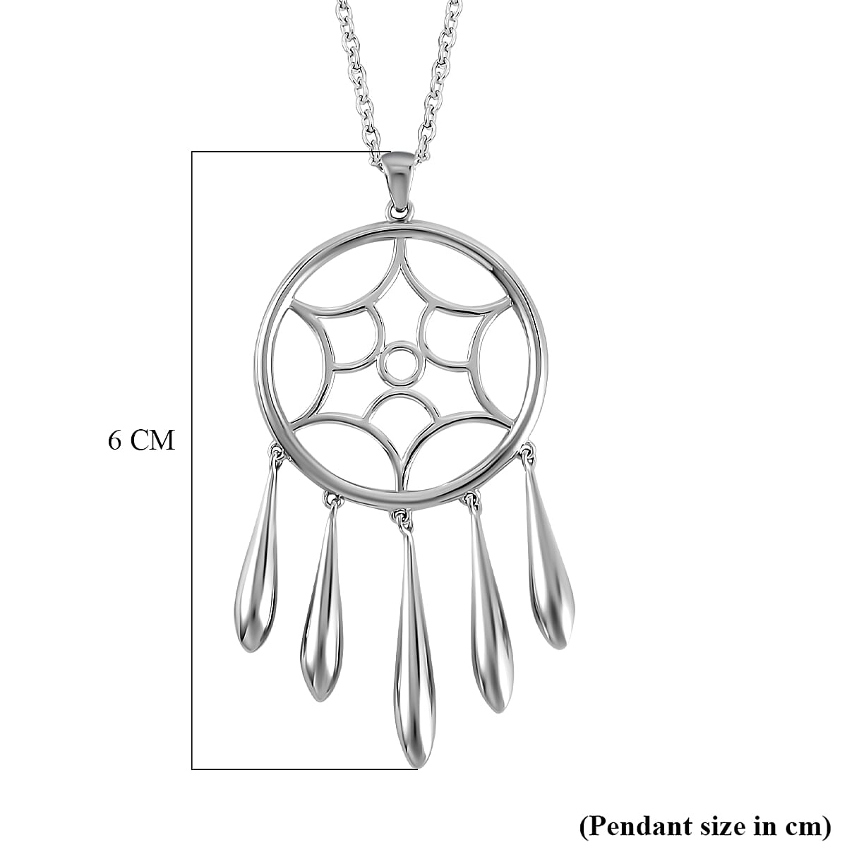 Lucy Q Dream Catcher Collection - Platinum Overlay Sterling Silver Dream Catcher Pendant with Chain (Size 20) 4232954 5