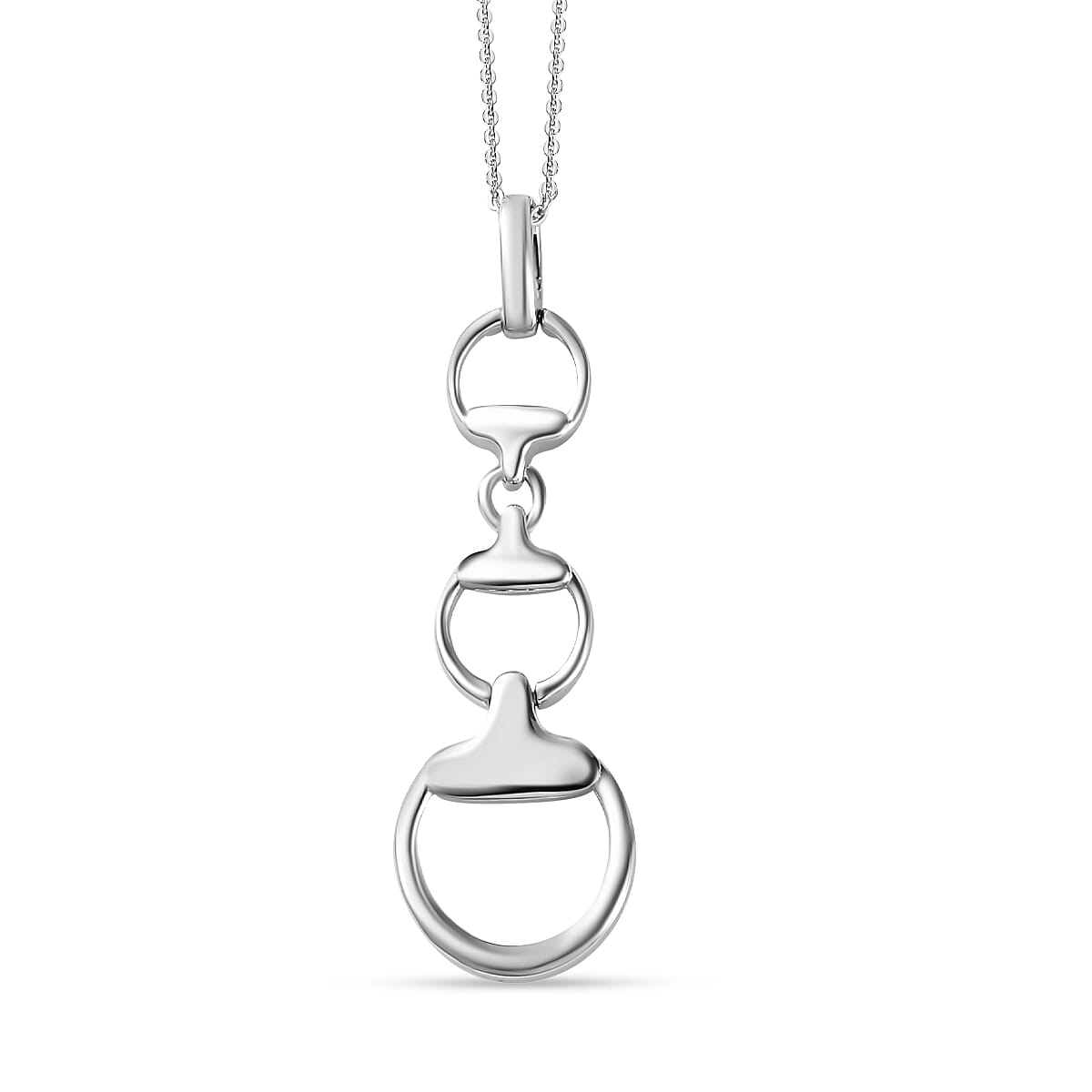 Designer Inspired - Snaffle Pendant with Chain in Platinum Overlay Sterling Silver (Size 20) 4248187 0
