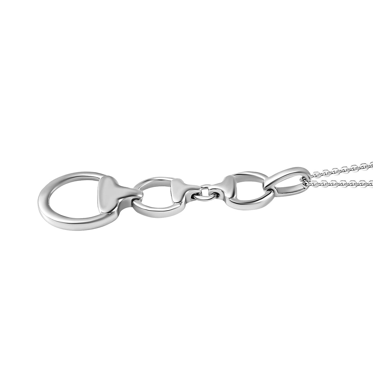 Designer Inspired - Snaffle Pendant with Chain in Platinum Overlay Sterling Silver (Size 20) 4248187 3