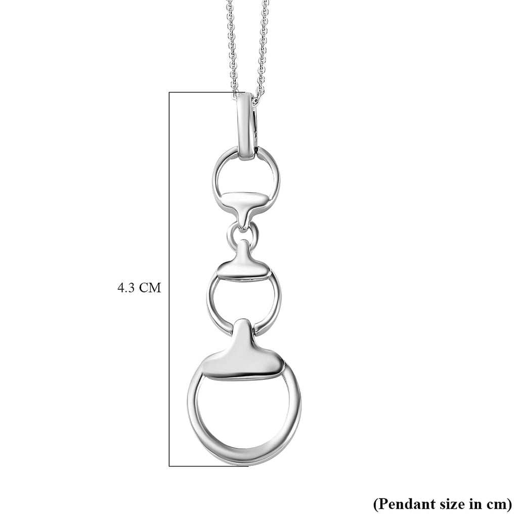 Designer Inspired - Snaffle Pendant with Chain in Platinum Overlay Sterling Silver (Size 20)