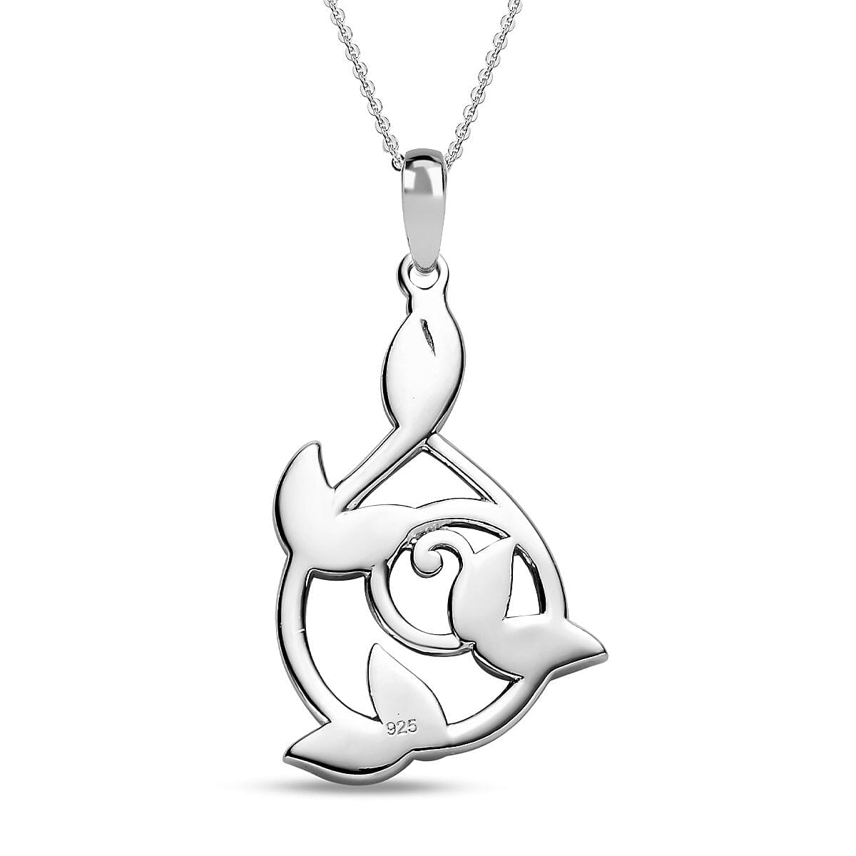 18K Vermeil Yellow Gold &amp; Platinum Plated Sterling Silver Pendant with Chain (Size 20), Silver Wt. 6.4 Gms 4191870 5