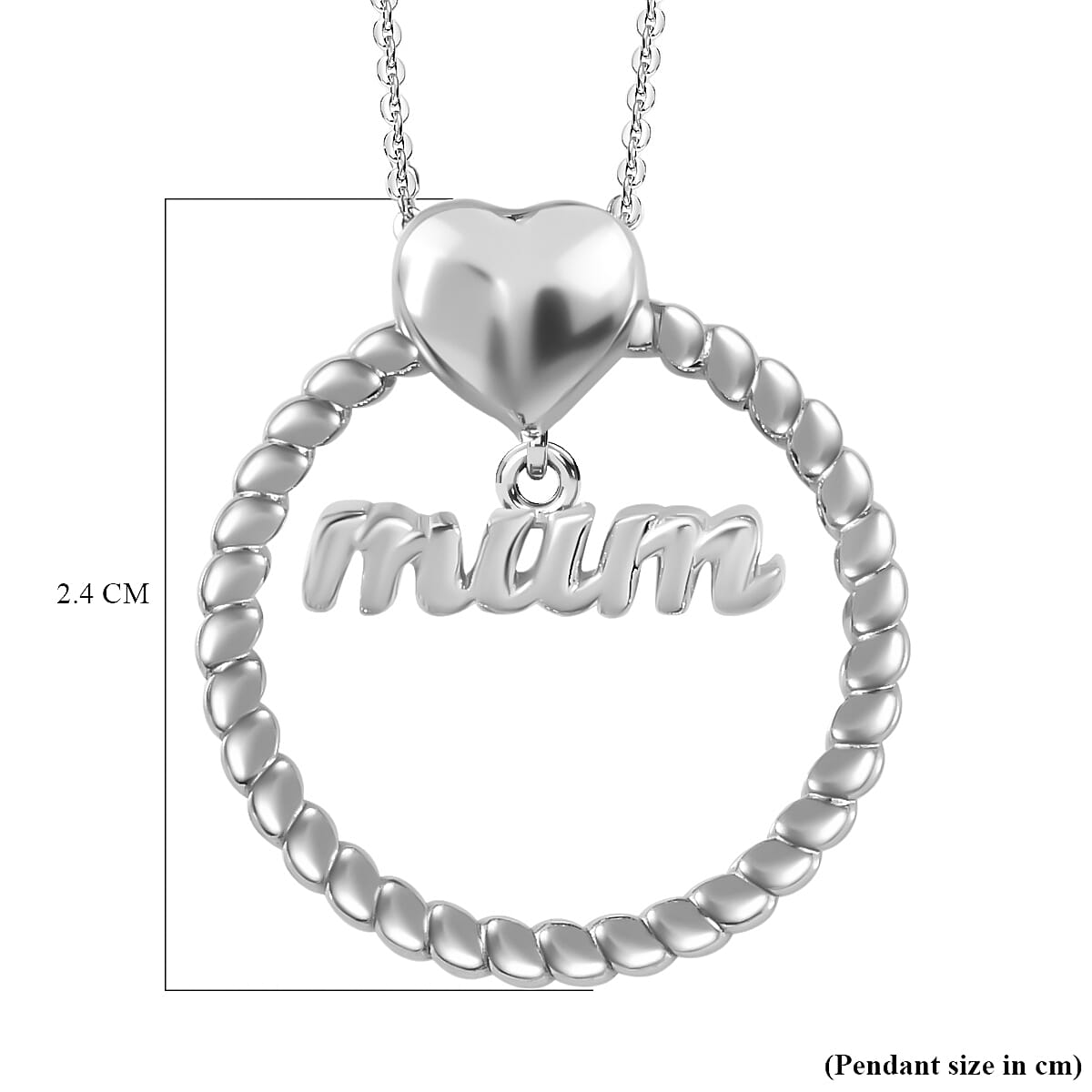 Mum Pendant with Chain (Size 20) in Platinum Overlay Sterling Silver 4252242 6