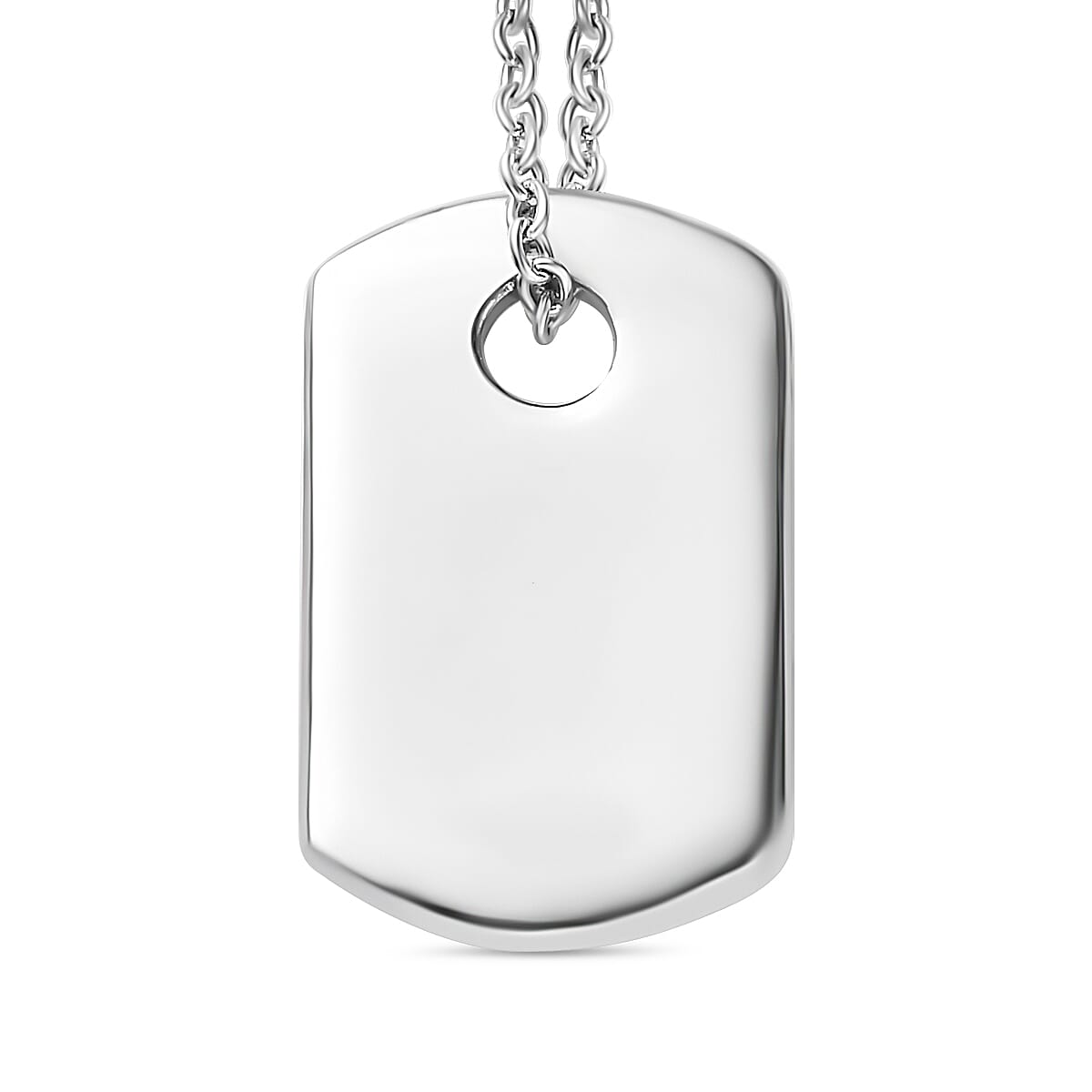 Dog Tag Pendant with Chain (Size 20) in Platinum Overlay Sterling Silver 4259098 0