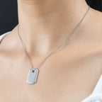 Dog Tag Pendant with Chain (Size 20) in Platinum Overlay Sterling Silver