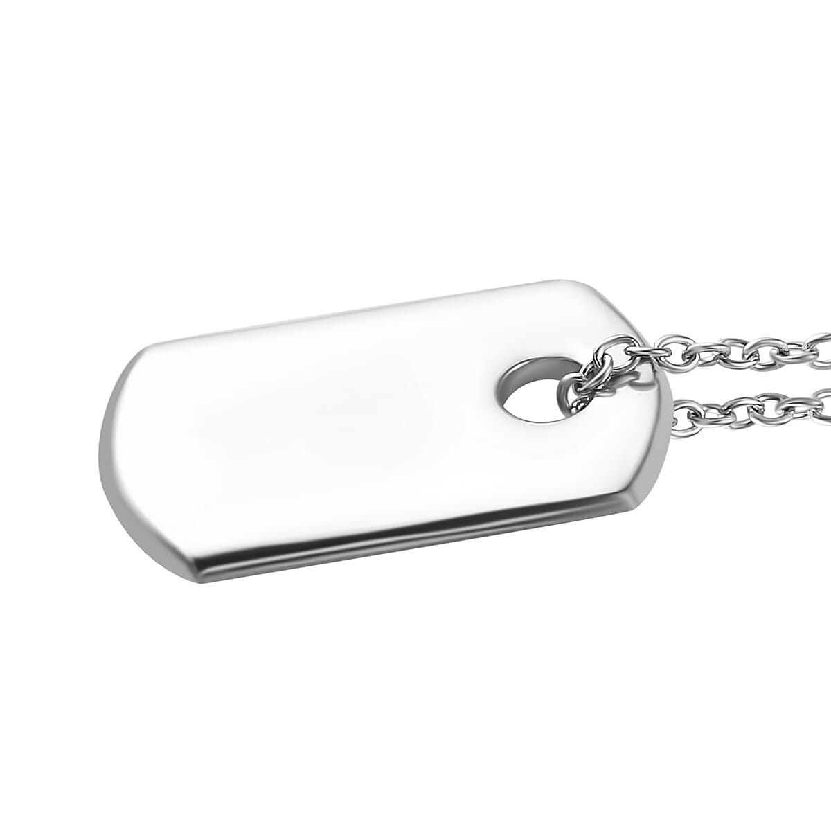 Dog Tag Pendant with Chain (Size 20) in Platinum Overlay Sterling Silver 4259098 3