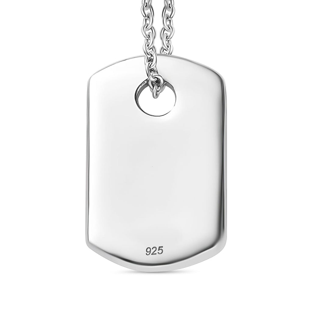 Dog Tag Pendant with Chain (Size 20) in Platinum Overlay Sterling Silver