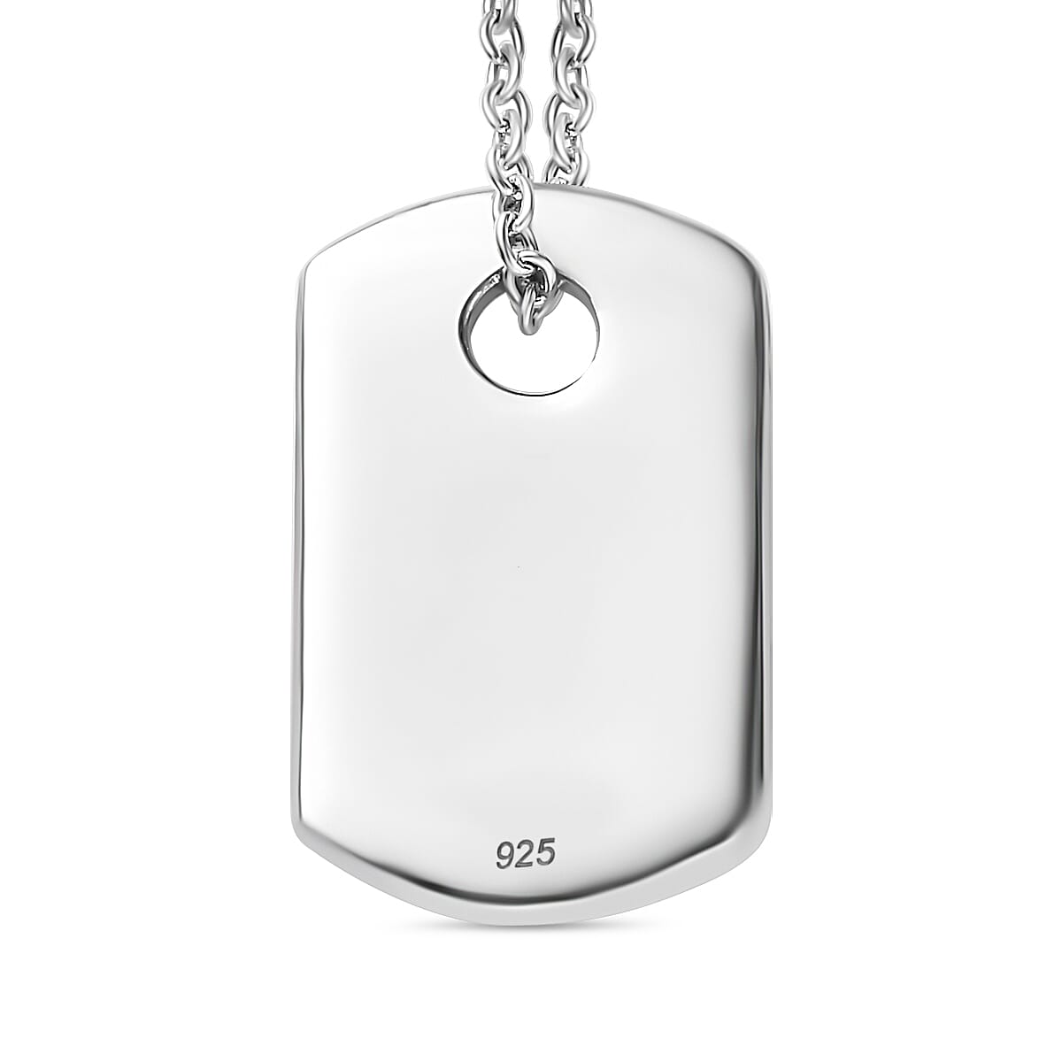 Dog Tag Pendant with Chain (Size 20) in Platinum Overlay Sterling Silver 4259098 4