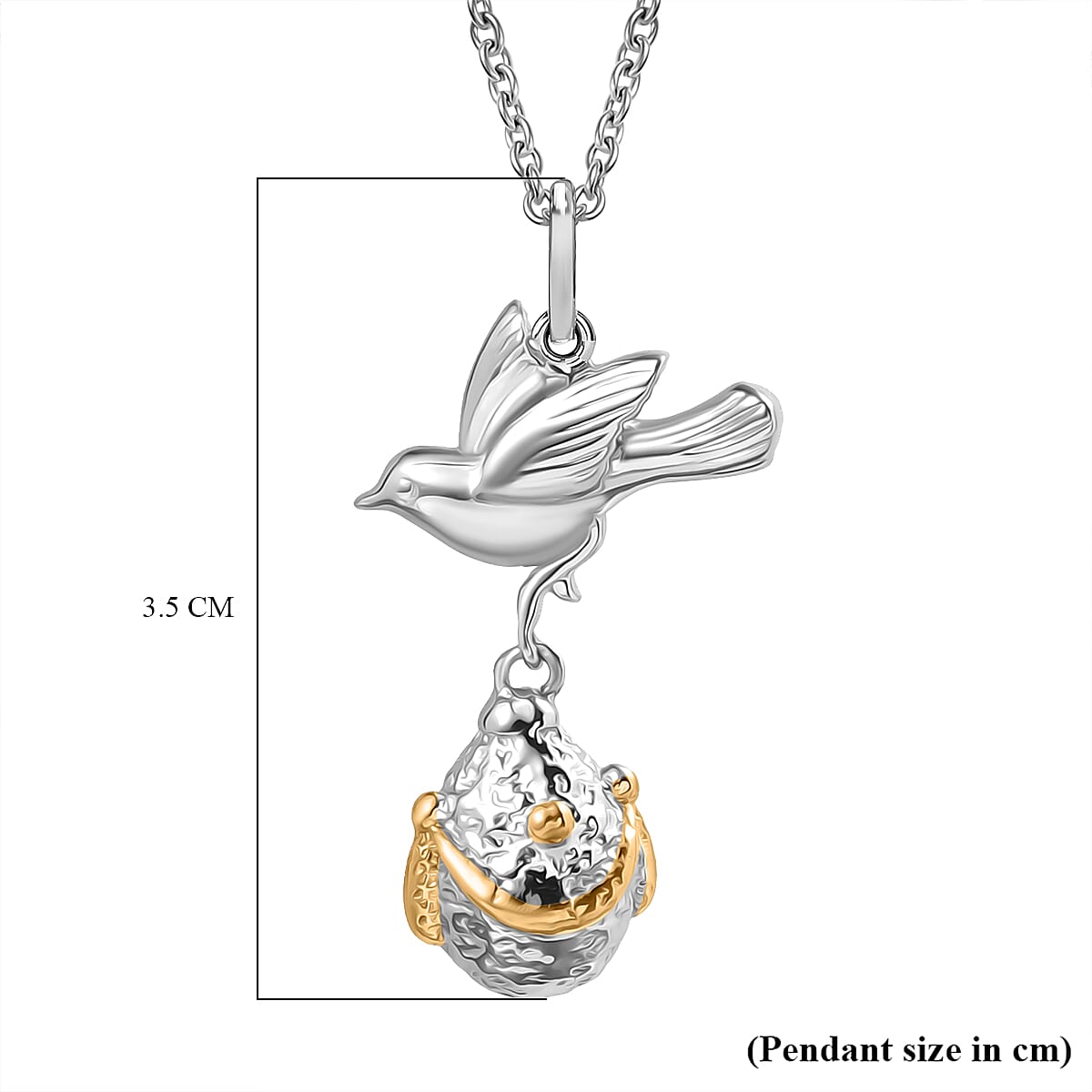 Designer Close Out - Eagle &amp; Egg Pendant with Chain (Size 20) in Yellow Gold &amp; Rhodium Overlay Sterling Silver 4370065 5