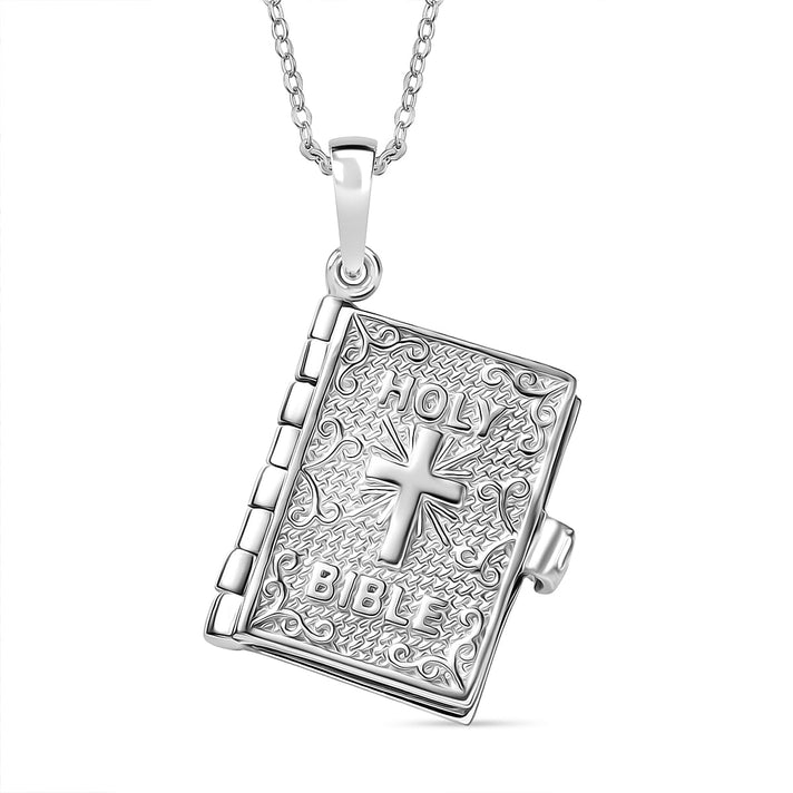 D'Joy Holy Bible Pendant with Chain (Size 20) in Yellow Gold Plated and Rhodium Overlay Sterling Silver Wt. 6.17 Gms. 4421588 1