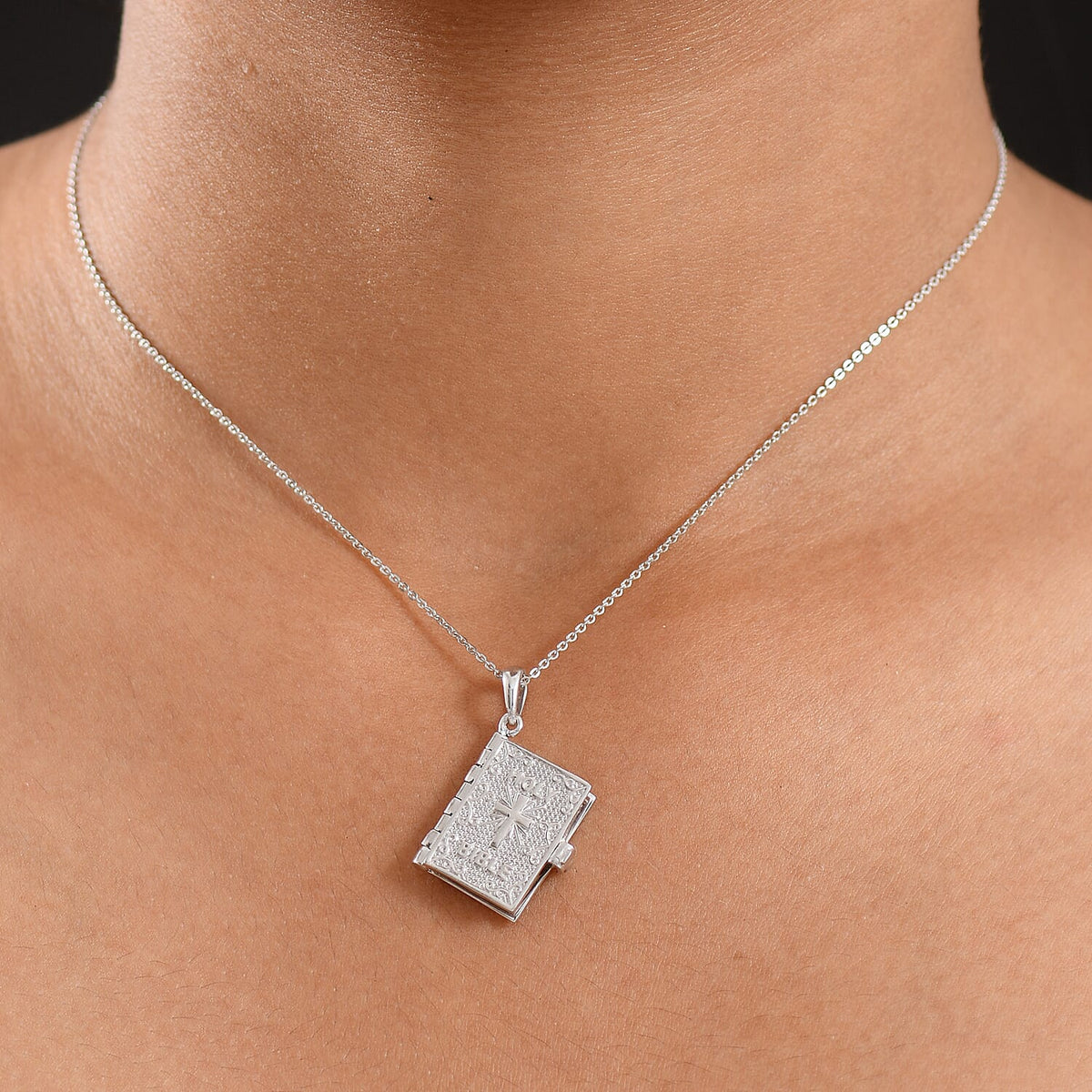 D'Joy Holy Bible Pendant with Chain (Size 20) in Yellow Gold Plated and Rhodium Overlay Sterling Silver Wt. 6.17 Gms. V32514449 2