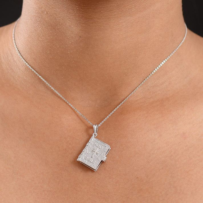 D'Joy Holy Bible Pendant with Chain (Size 20) in Yellow Gold Plated and Rhodium Overlay Sterling Silver Wt. 6.17 Gms. 4421588 2