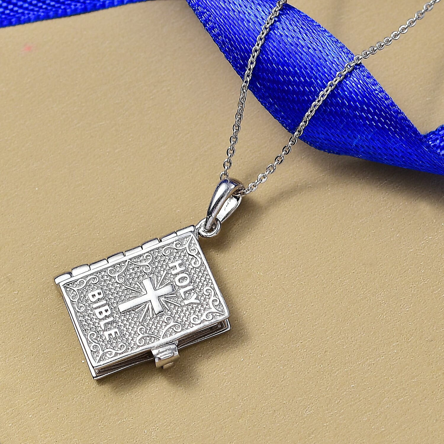 D'Joy Holy Bible Pendant with Chain (Size 20) in Yellow Gold Plated and Rhodium Overlay Sterling Silver Wt. 6.17 Gms. V32514449 3