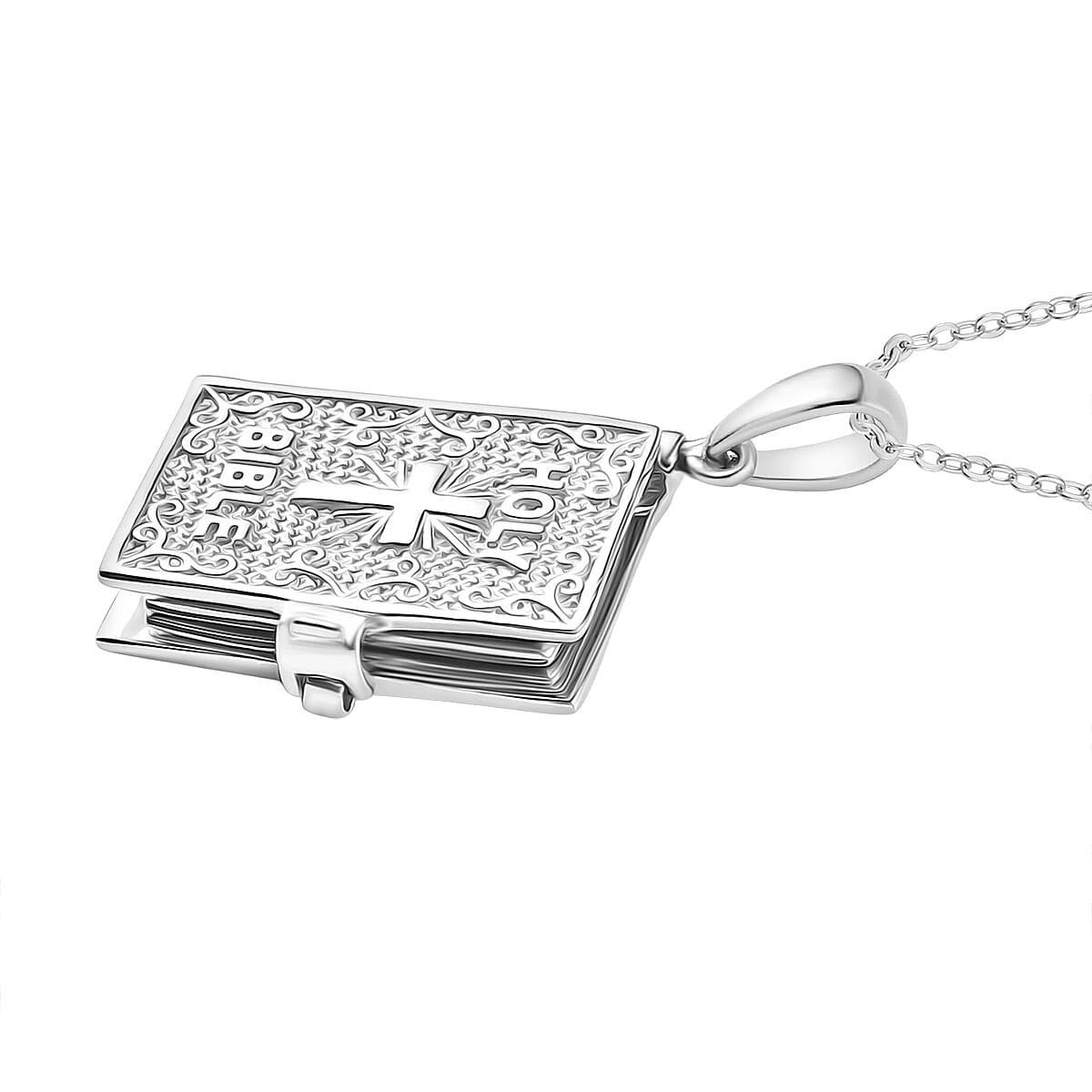 D'Joy Holy Bible Pendant with Chain (Size 20) in Yellow Gold Plated and Rhodium Overlay Sterling Silver Wt. 6.17 Gms. V32514449 4