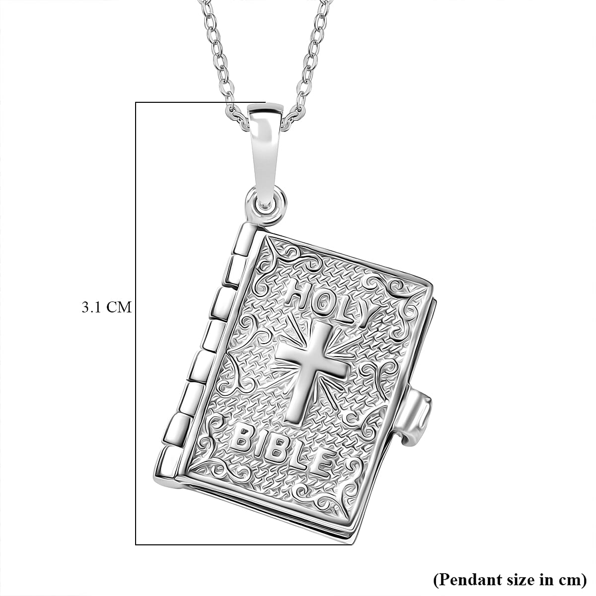 D'Joy Holy Bible Pendant with Chain (Size 20) in Yellow Gold Plated and Rhodium Overlay Sterling Silver Wt. 6.17 Gms. V32514449 9