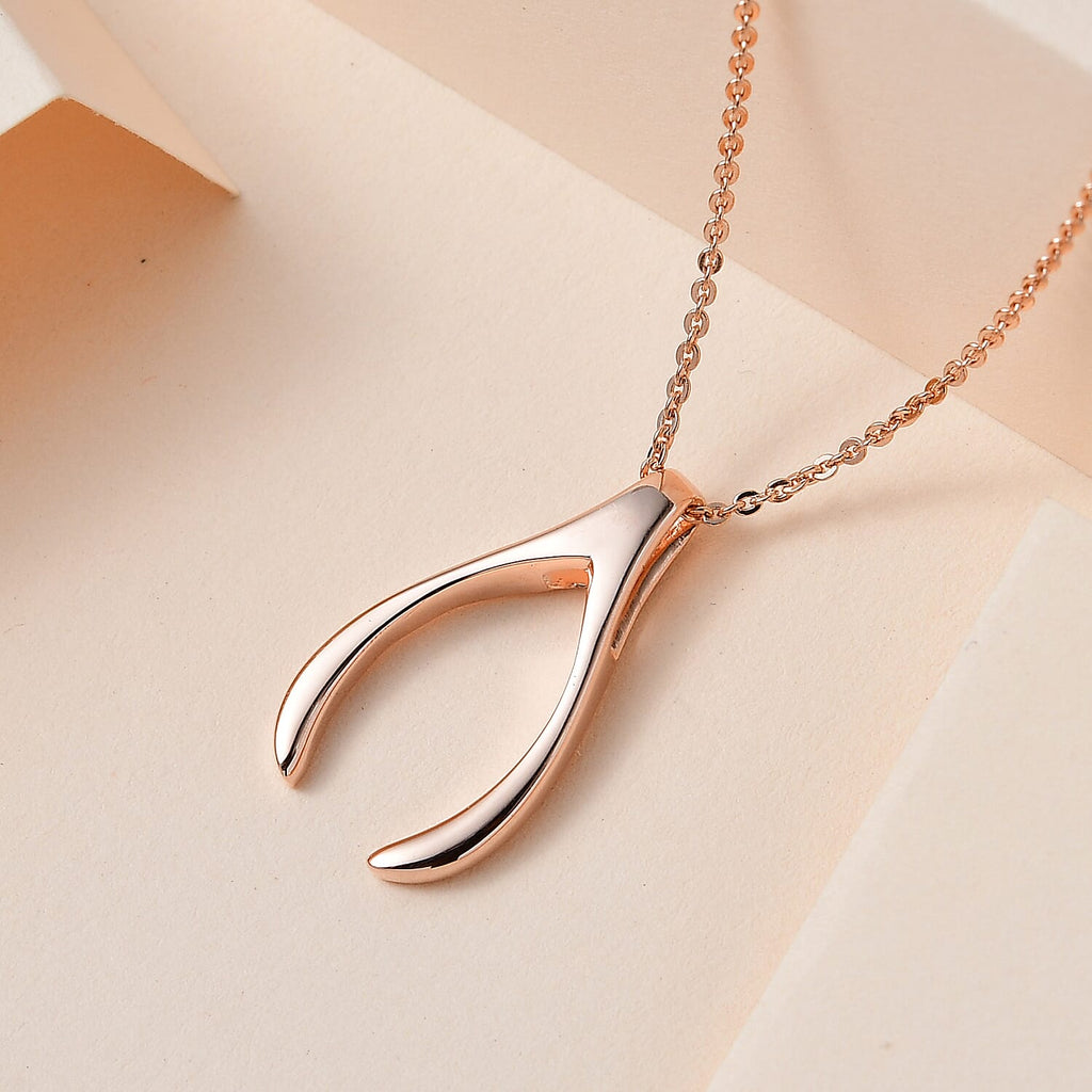 Pendant with Chain (Size - 20) in 18K Vermeil Rose Gold Plated Sterling Silver