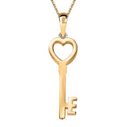 Key Pendant with Chain (Size 20) in 18K Vermeil YG Plated Sterling Silver