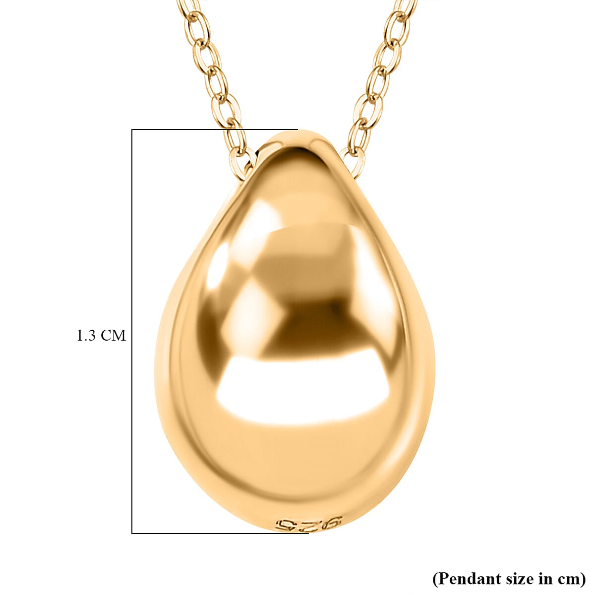 Waterproof Drop Pendant with Chain (Size 20) in 18K Vermeil Yellow Gold Plating Sterling Silver Wt. 5.17 Gms 4216445 5