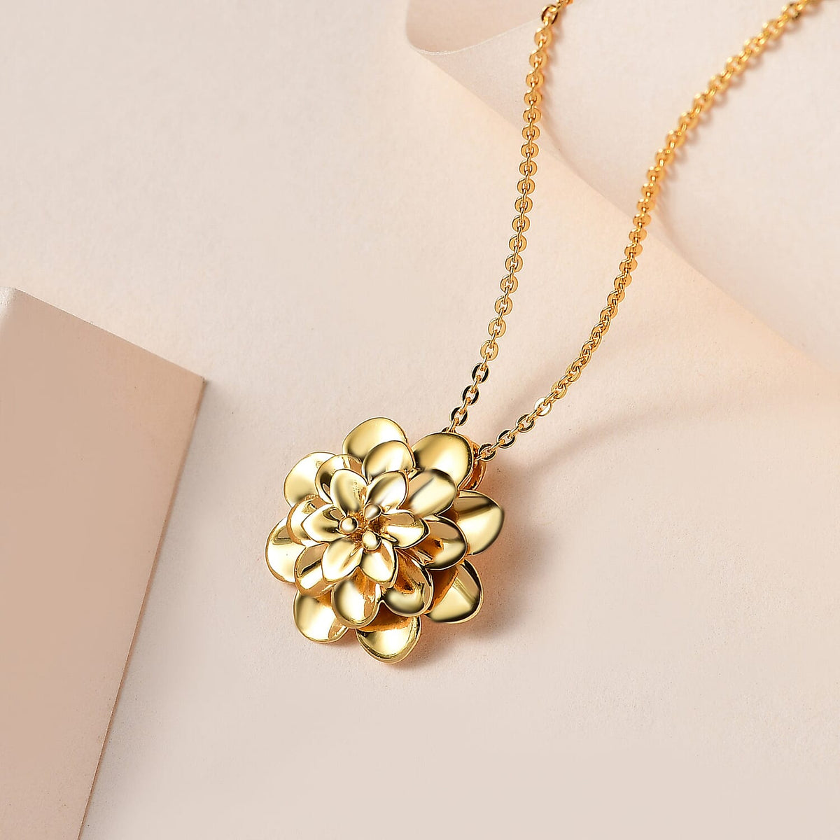 Designer Inspired - 18K Yellow Gold Vermeil Plated Sterling Silver Floral Pendant with Chain (Size 20), Silver Wt. 5.77 Gms 4215961 2
