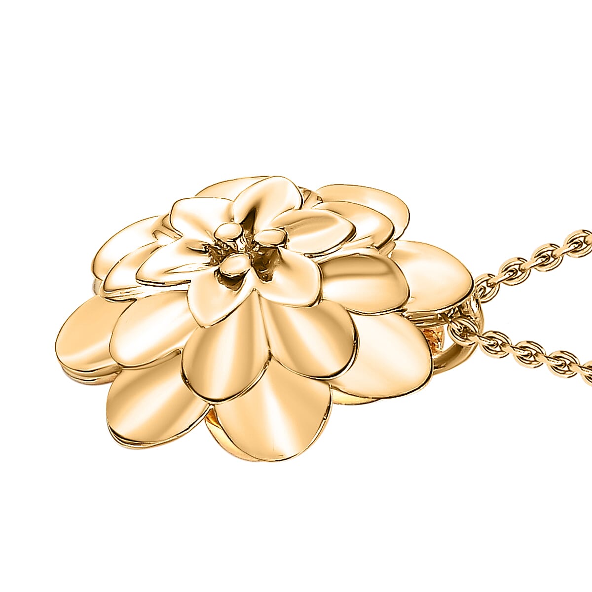 Designer Inspired - 18K Yellow Gold Vermeil Plated Sterling Silver Floral Pendant with Chain (Size 20), Silver Wt. 5.77 Gms 4215961 3
