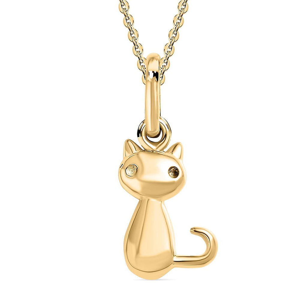 Cat Pendant with Chain (Size 20) in 18K Vermeil Yellow Gold Plated Sterling Silver