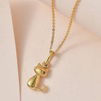 Cat Pendant with Chain (Size 20) in 18K Vermeil Yellow Gold Plated Sterling Silver