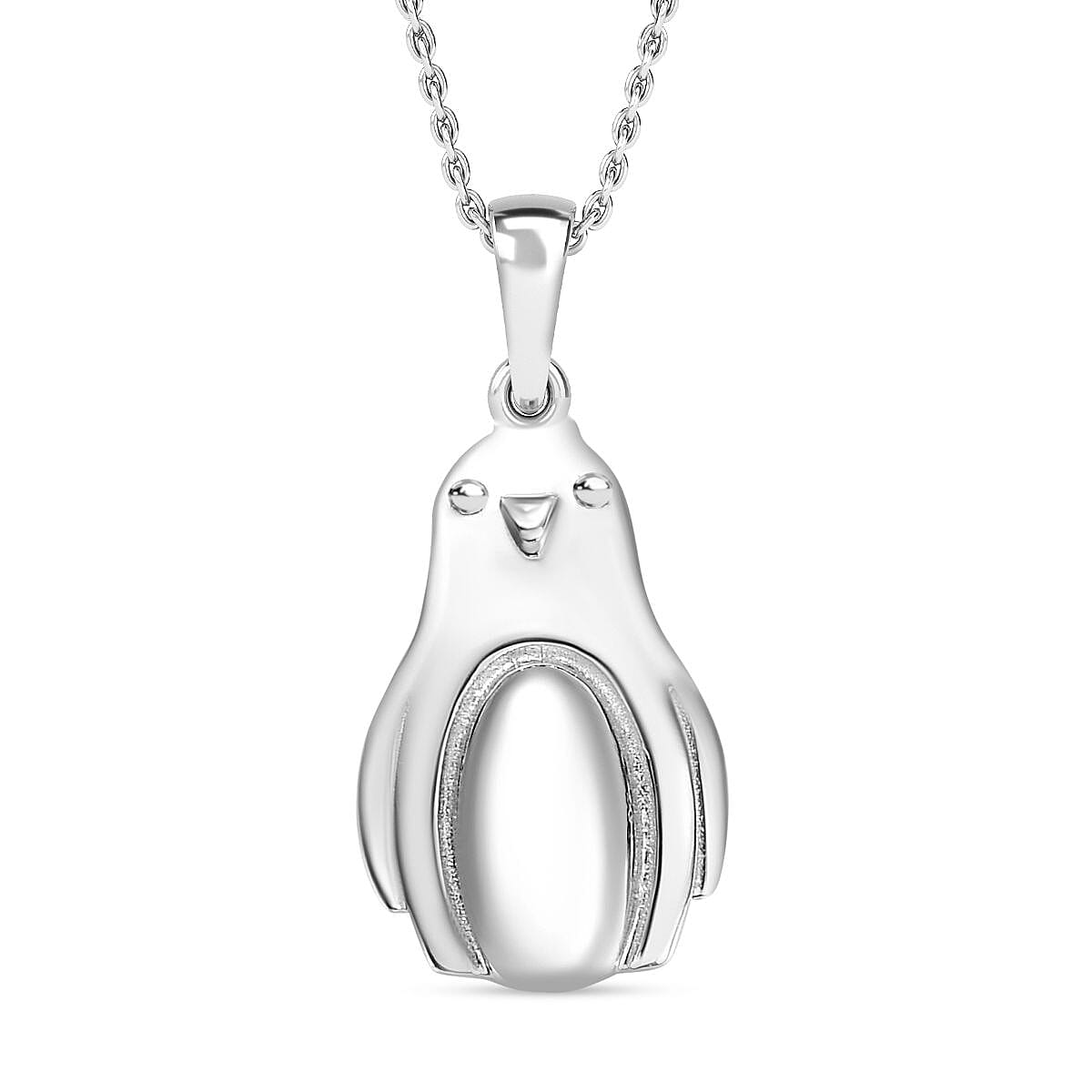 Penguin Pendant with Chain (Size 20) in Rhodium Overlay Sterling Silver 4291740 0