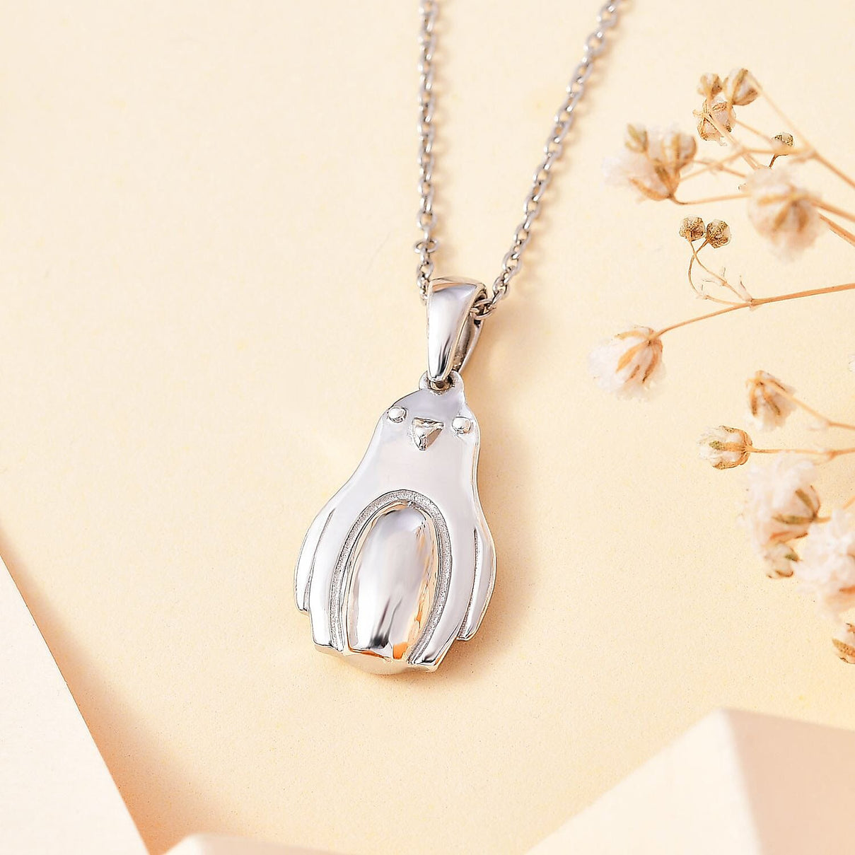 Penguin Pendant with Chain (Size 20) in Rhodium Overlay Sterling Silver 4291740 3