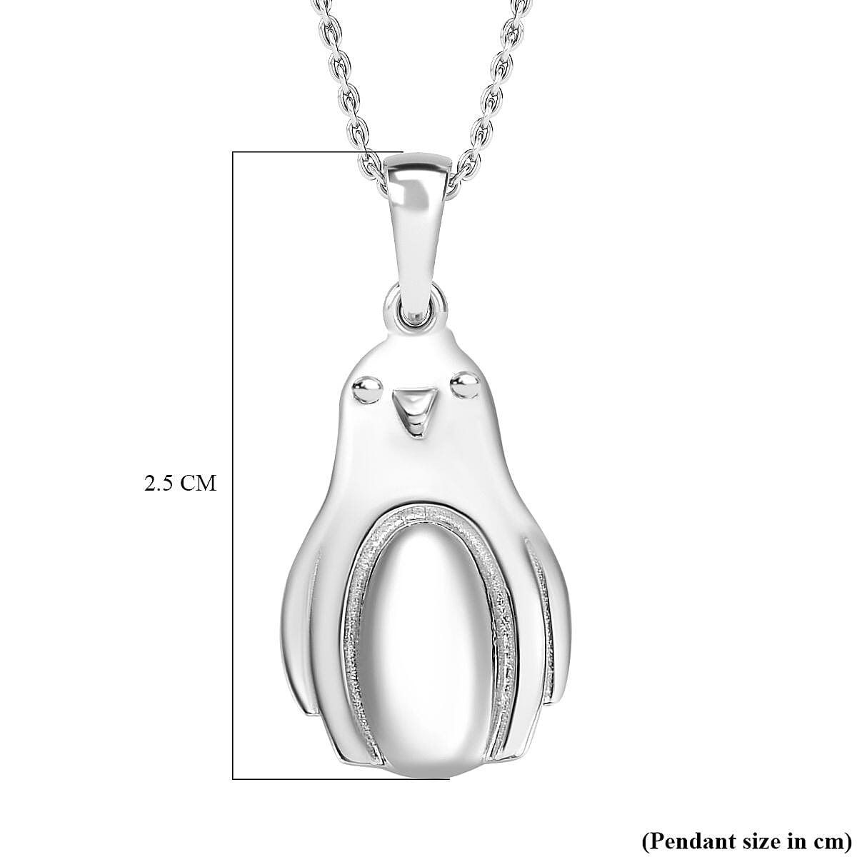 Penguin Pendant with Chain (Size 20) in Rhodium Overlay Sterling Silver 4291740 6