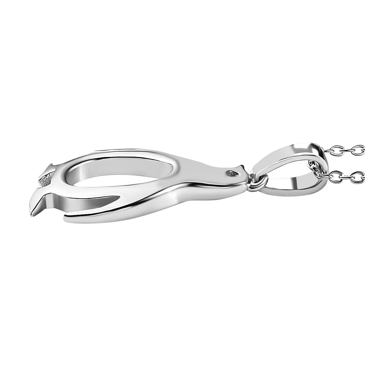 Penguin Pendant with Chain (Size 20) in Rhodium Overlay Sterling Silver 4290954 4