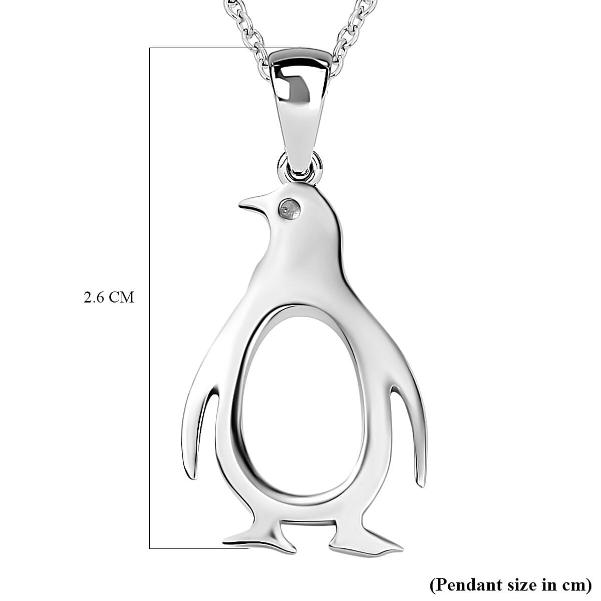 Penguin Pendant with Chain (Size 20) in Rhodium Overlay Sterling Silver 4290954 6