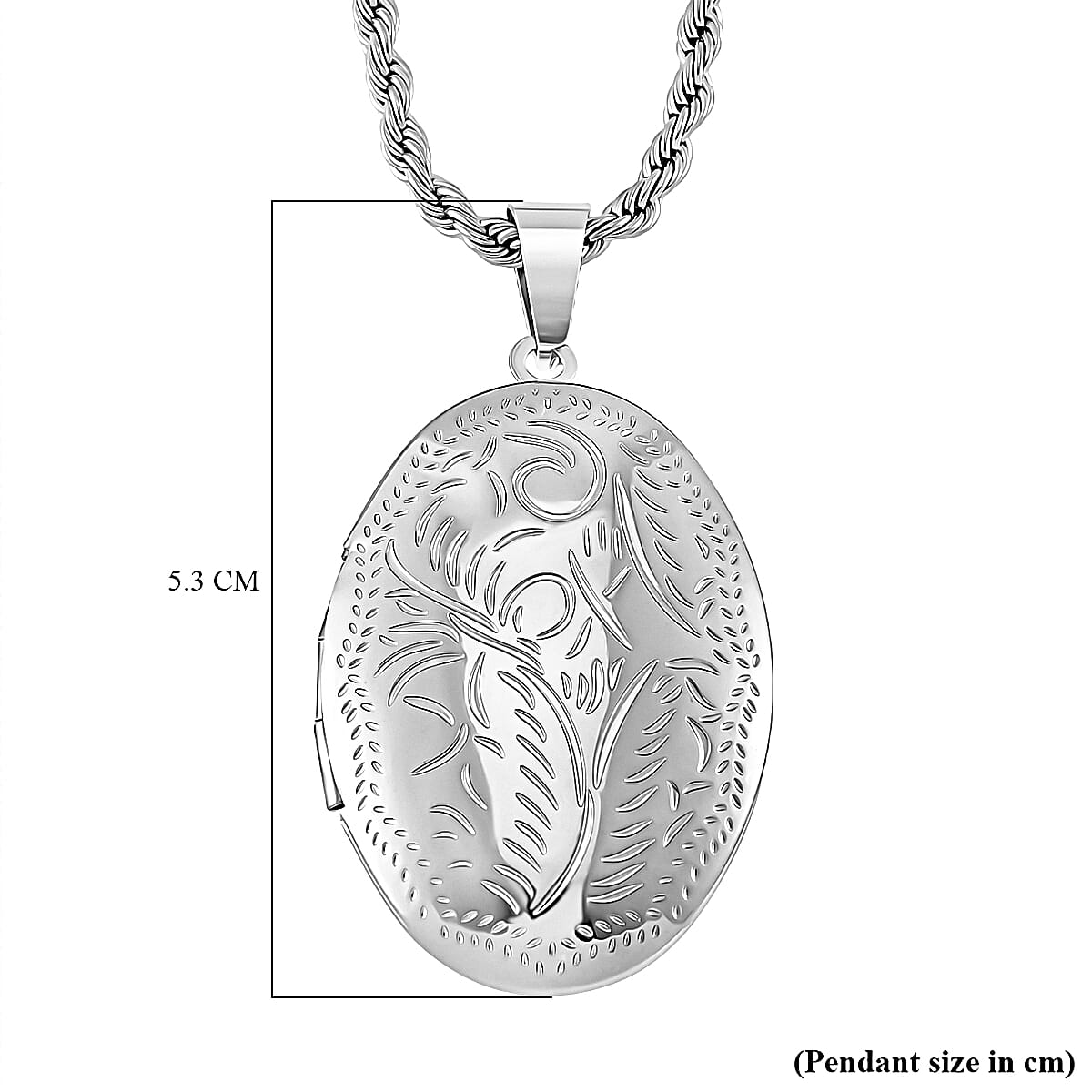 Engraved Locket Pendant with Rope Chain (Size - 22-2) 4337626 7