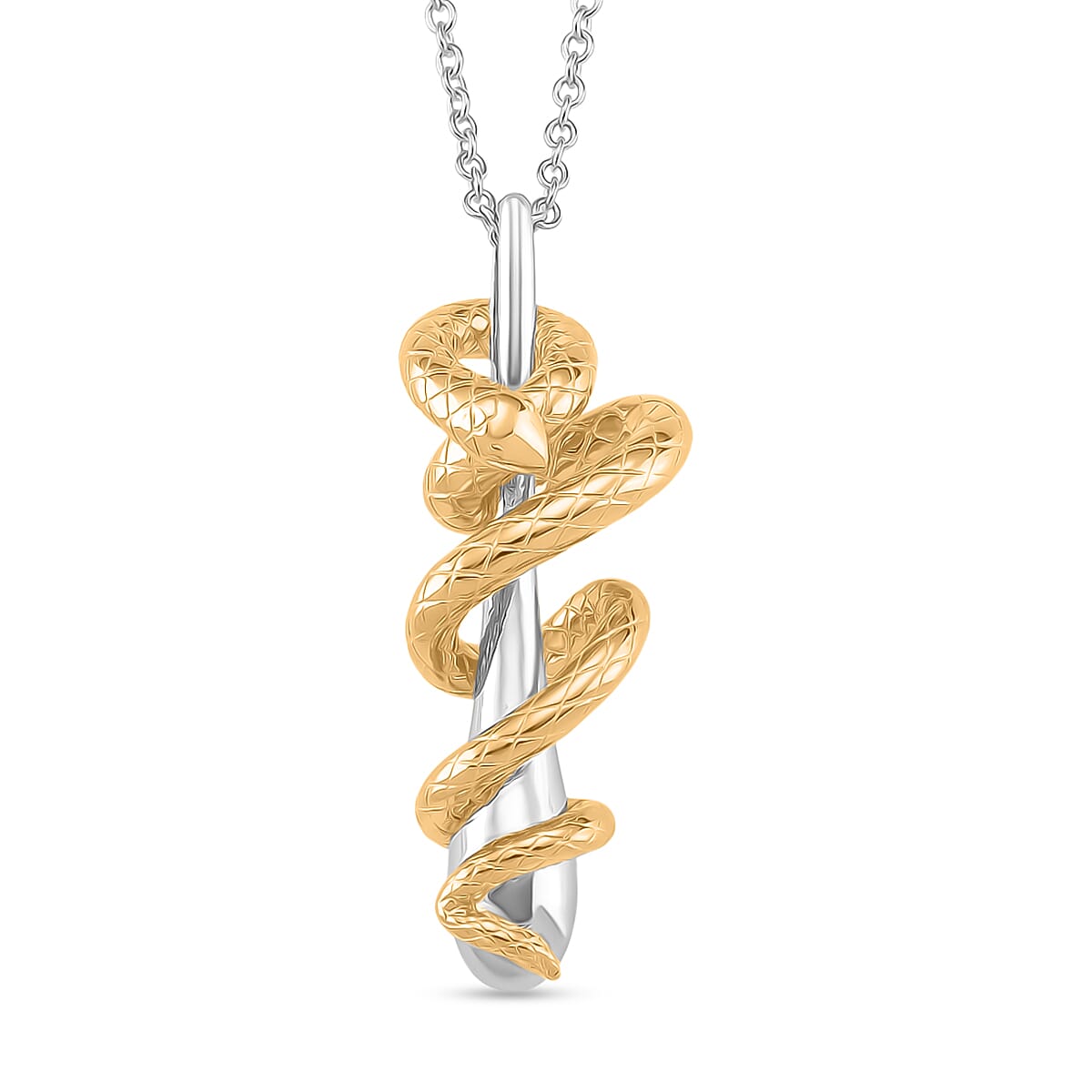 LUCY Q Drip Serpentine Collection - 18K Vermeil Yellow Gold Plated and Rhodium Overlay Sterling Silver Serpent Drip Pendant with Adjustable Chain (Size 28-24-18) 4381239 0