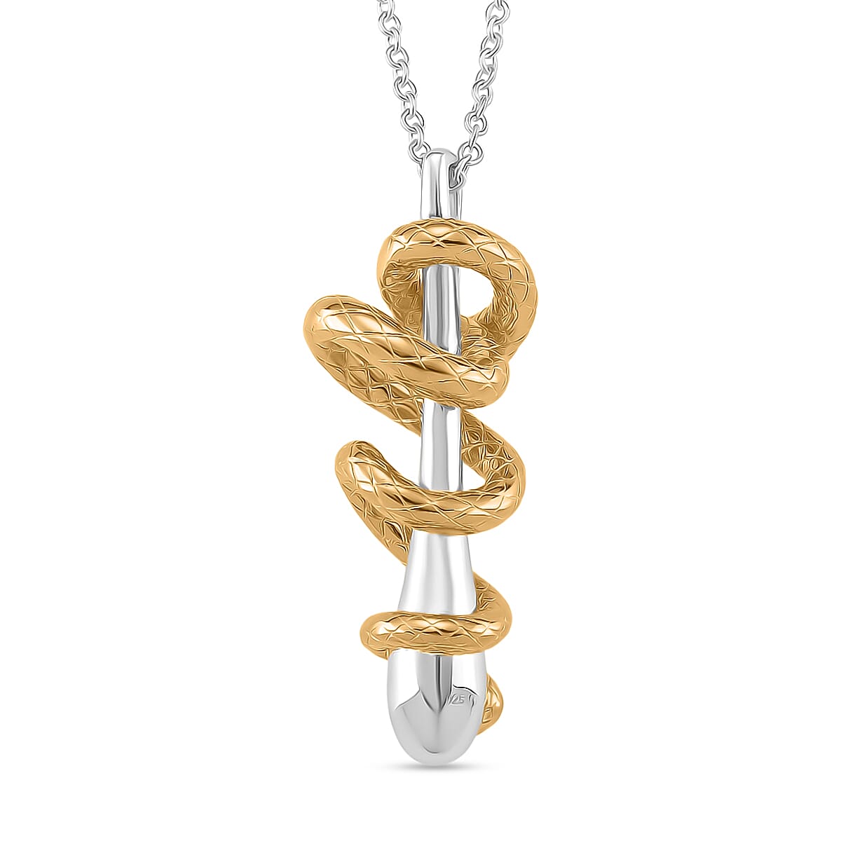 LUCY Q Drip Serpentine Collection - 18K Vermeil Yellow Gold Plated and Rhodium Overlay Sterling Silver Serpent Drip Pendant with Adjustable Chain (Size 28-24-18) 4381239 4