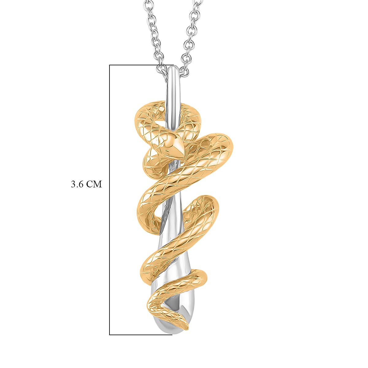 LUCY Q Drip Serpentine Collection - 18K Vermeil Yellow Gold Plated and Rhodium Overlay Sterling Silver Serpent Drip Pendant with Adjustable Chain (Size 28-24-18) 4381239 6