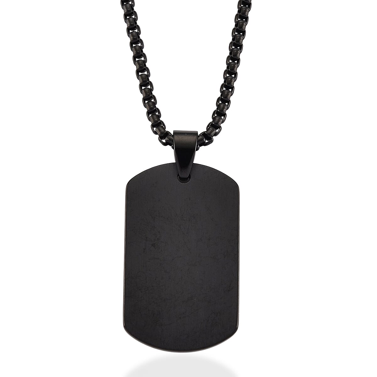 Spirograph Dog Tag Pendant with Box Necklace (Size - 24 - 2 Ext) in Black Plating 8250069 11