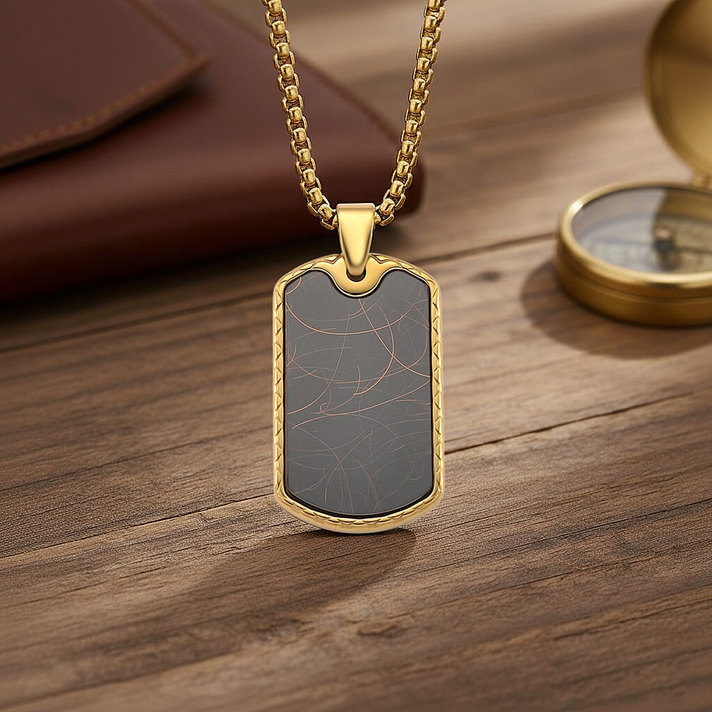 Spirograph Dog Tag Pendant with Box Necklace (Size - 24 - 2 Ext) in Yellow Gold Plated 8250066 4