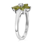 Peridot Arizona & Natural Zircon Floral Ring in Sterling Silver