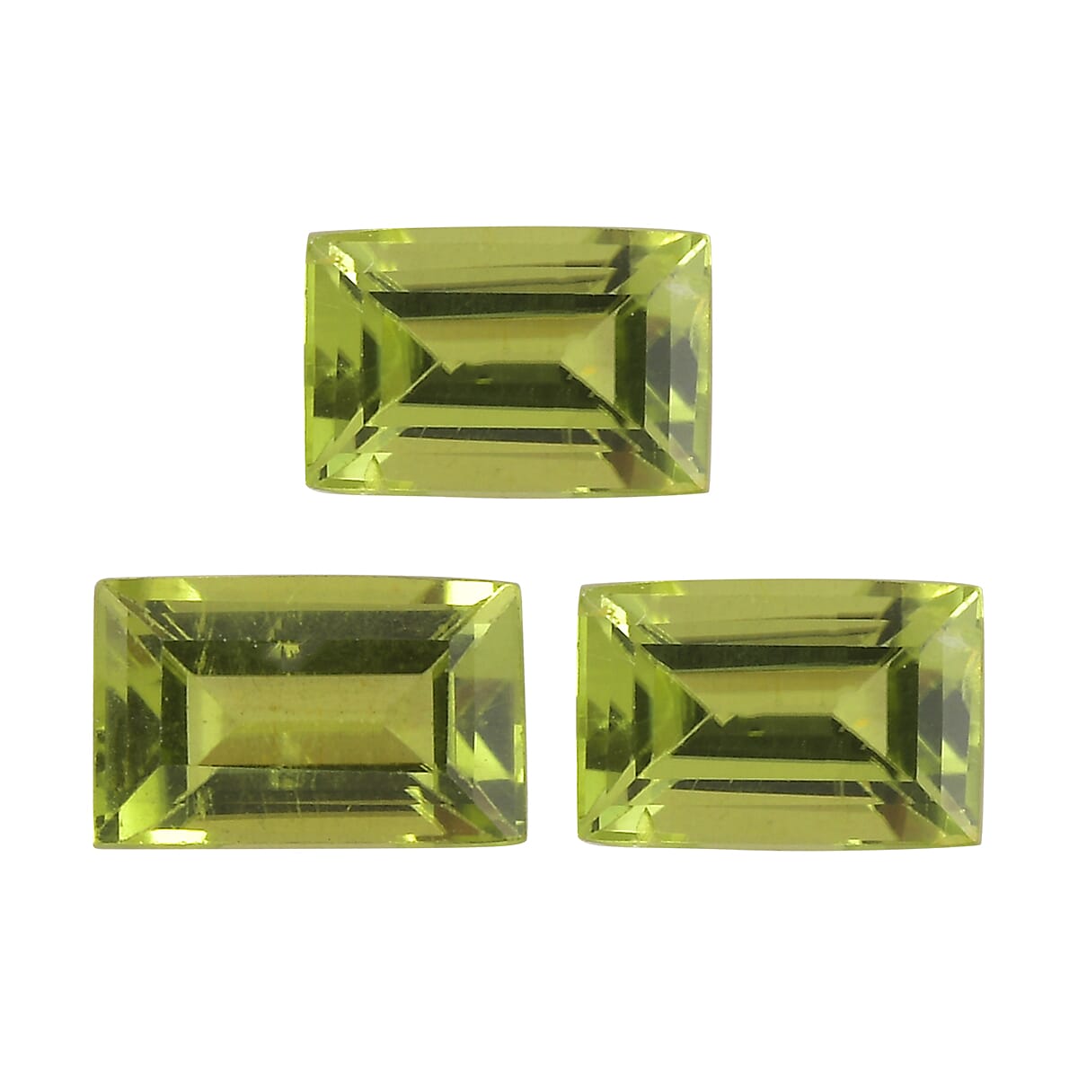 Set of 3 Peridot Loose Gemstones in Baguette Shape 1.61 Ct. (6x4 mm) 8068404 0