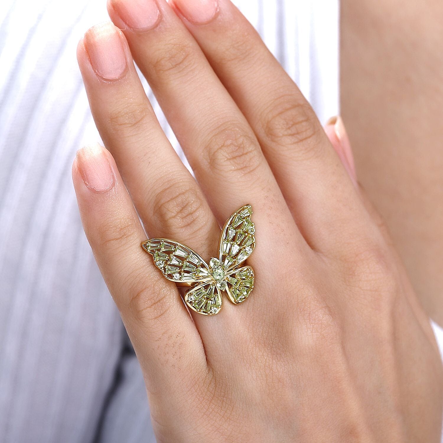GP - Trionfo Collection - Hebei Peridot Butterfly Ring in 18K Vermeil Yellow Gold Plated Sterling Silver 2.20 Ct. 7815009 2