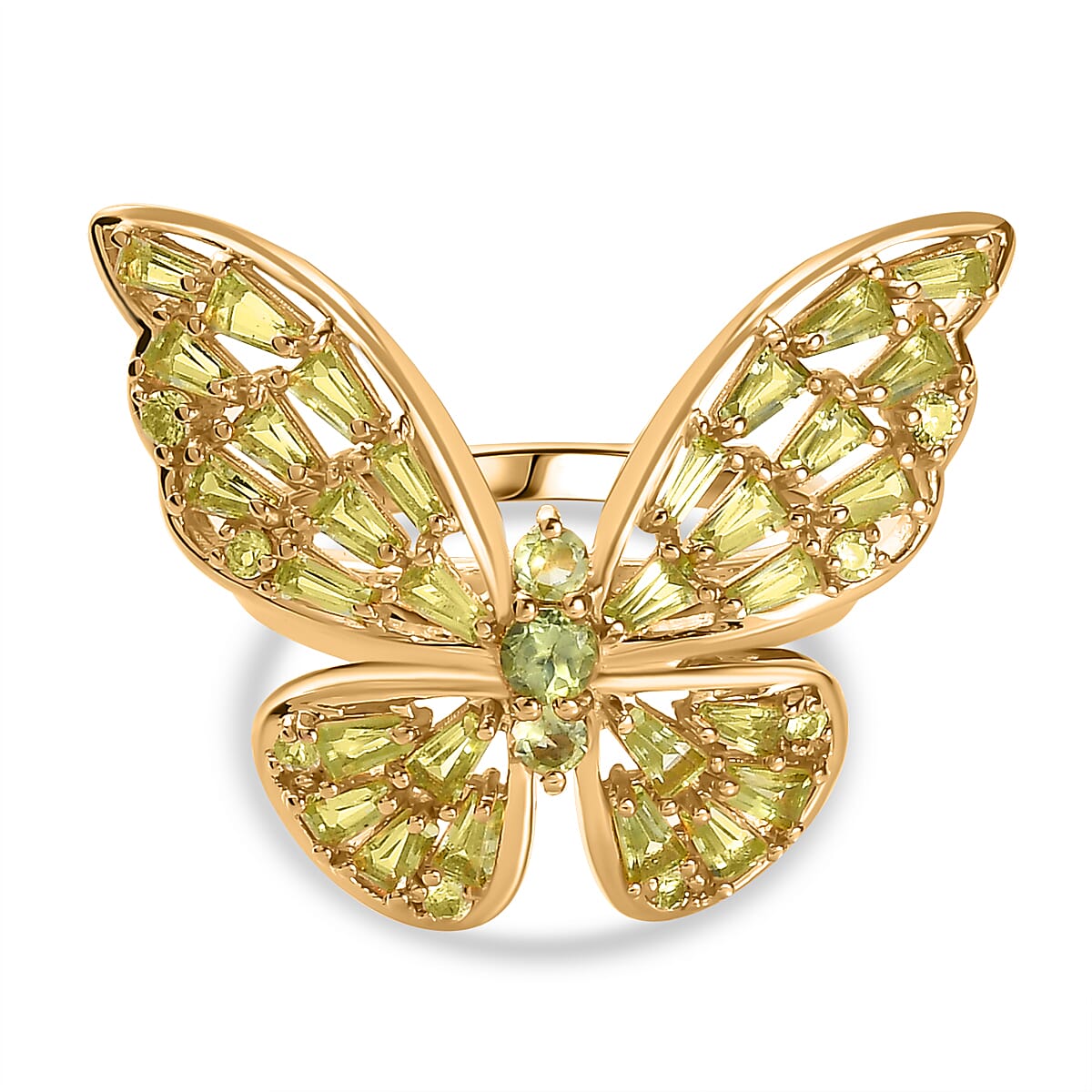 GP Peridot &amp; Blue Sapphire Butterfly Ring in 18K Vermeil Yellow Gold Plated Sterling Silver 2.34 Ct. 7833005 0