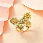 GP Peridot & Blue Sapphire Butterfly Ring in 18K Vermeil Yellow Gold Plated Sterling Silver 2.34 Ct.