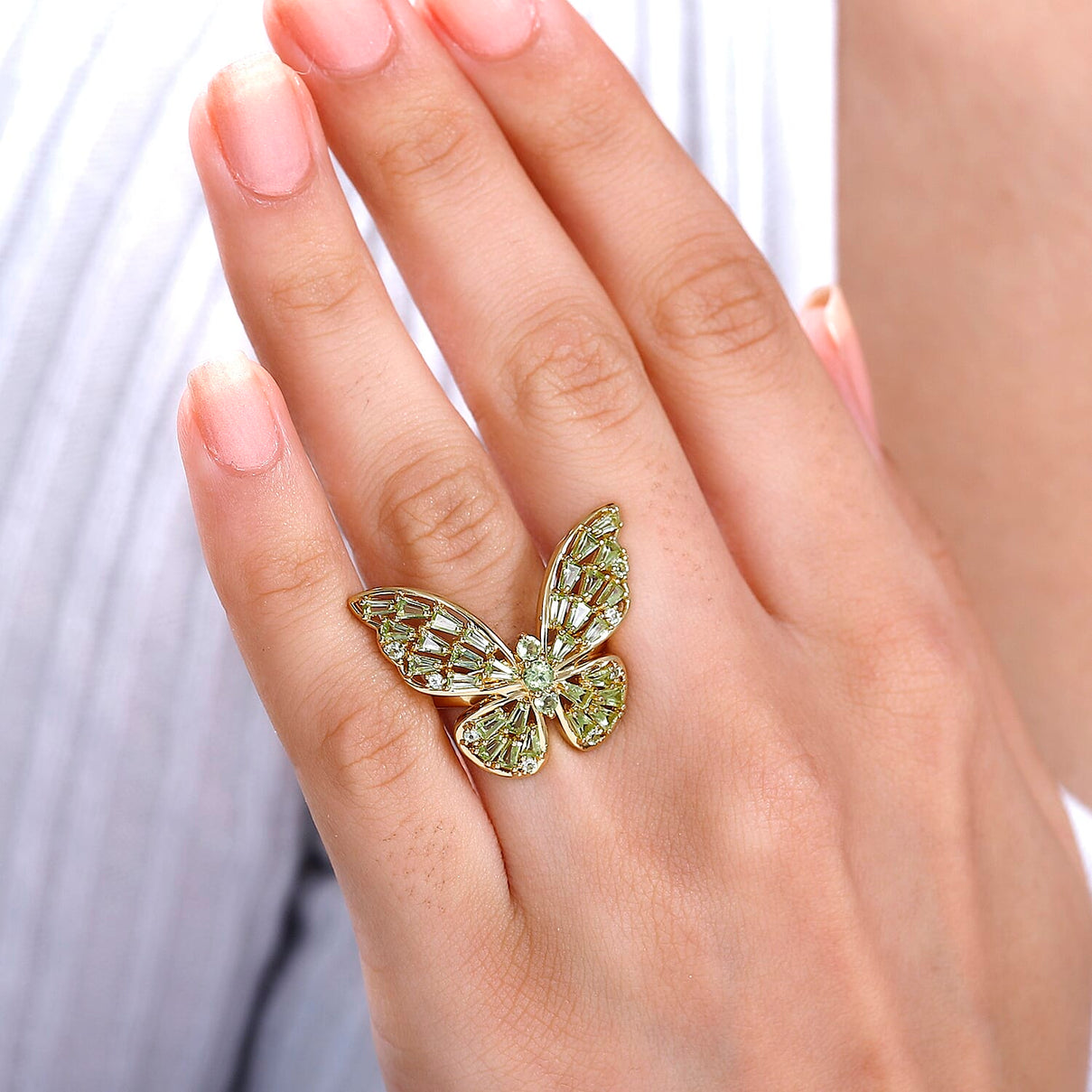GP Peridot &amp; Blue Sapphire Butterfly Ring in 18K Vermeil Yellow Gold Plated Sterling Silver 2.34 Ct. 7833005 3