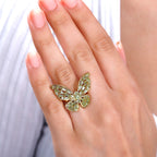 GP Peridot & Blue Sapphire Butterfly Ring in 18K Vermeil Yellow Gold Plated Sterling Silver 2.34 Ct.