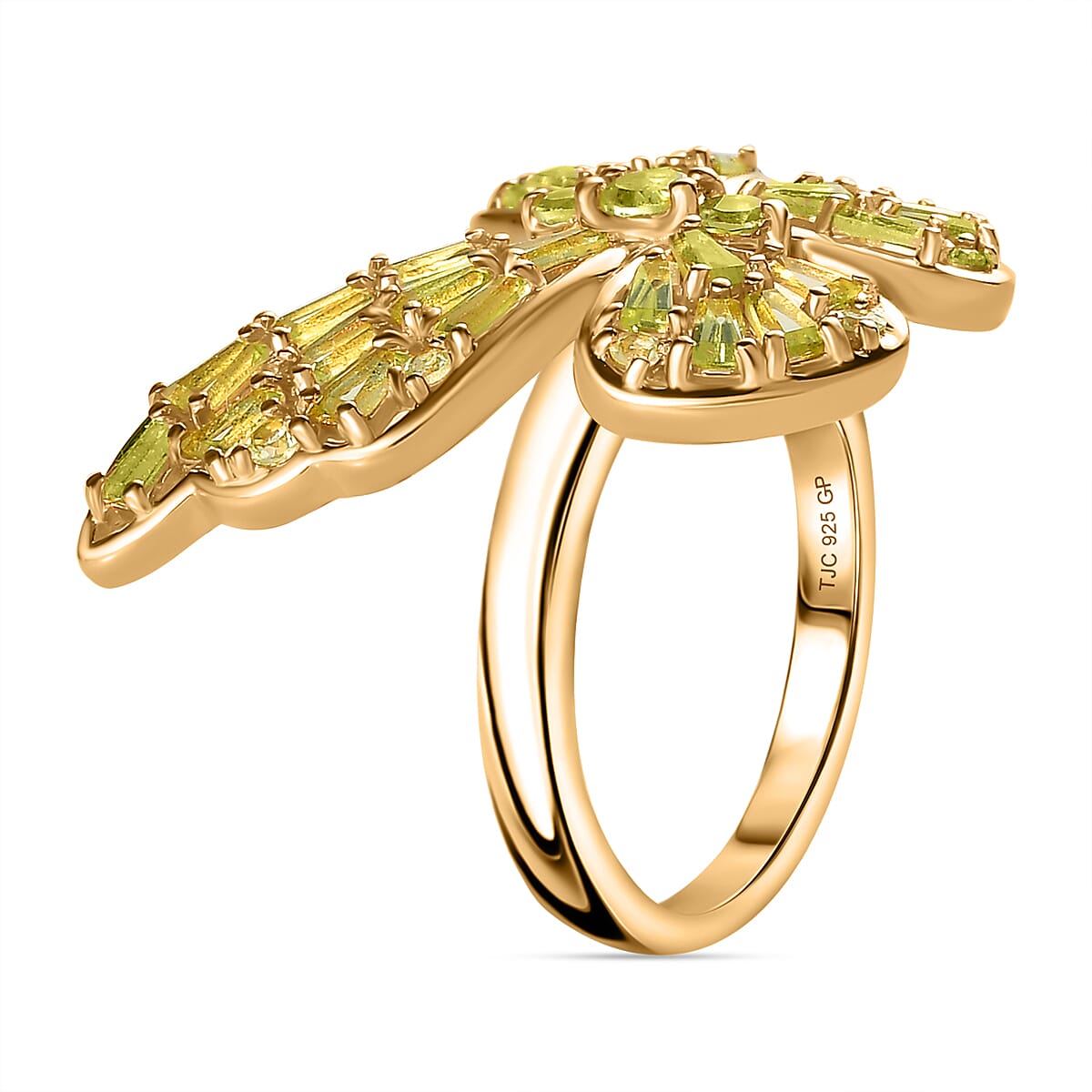 GP Peridot &amp; Blue Sapphire Butterfly Ring in 18K Vermeil Yellow Gold Plated Sterling Silver 2.34 Ct. 7833005 4
