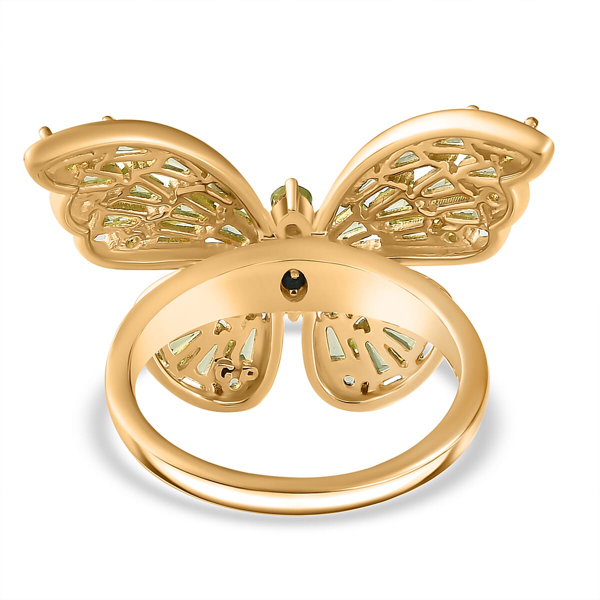 GP Peridot &amp; Blue Sapphire Butterfly Ring in 18K Vermeil Yellow Gold Plated Sterling Silver 2.34 Ct. 7833005 5